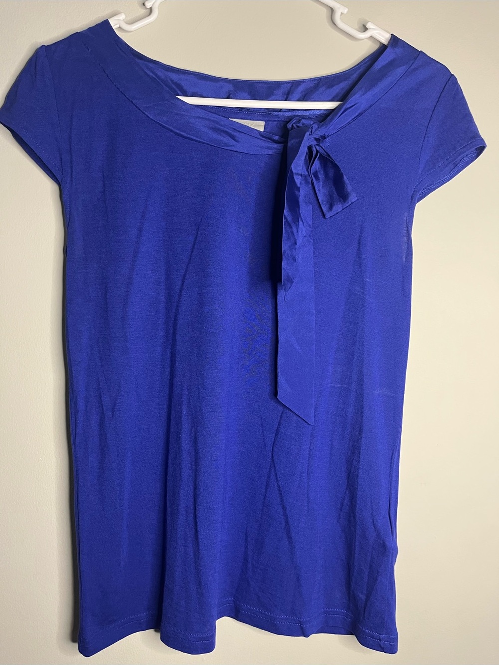 H&M Royal Blue Cap Sleeve Tie-Neck Top small